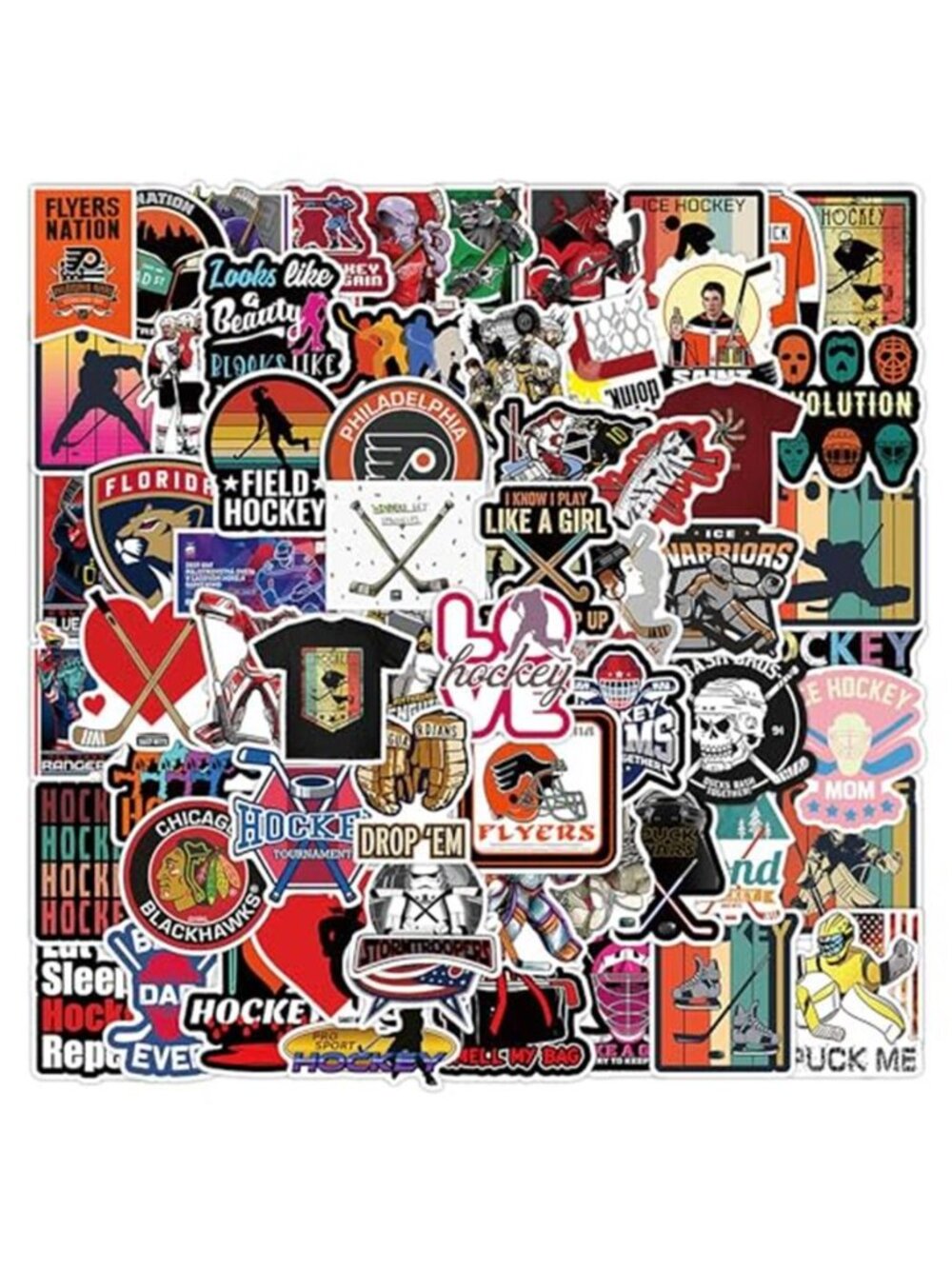 100PCS Hockey Stickers for Scrapbooking, Cute Motivational Vinyl Waterproof